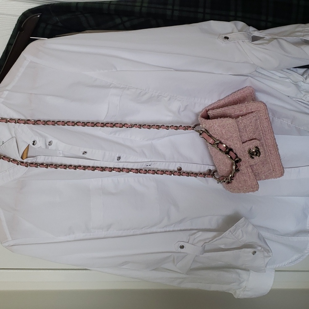 A Chanel Mini pink tweed with 4!  compartments, adorable soft tweed material